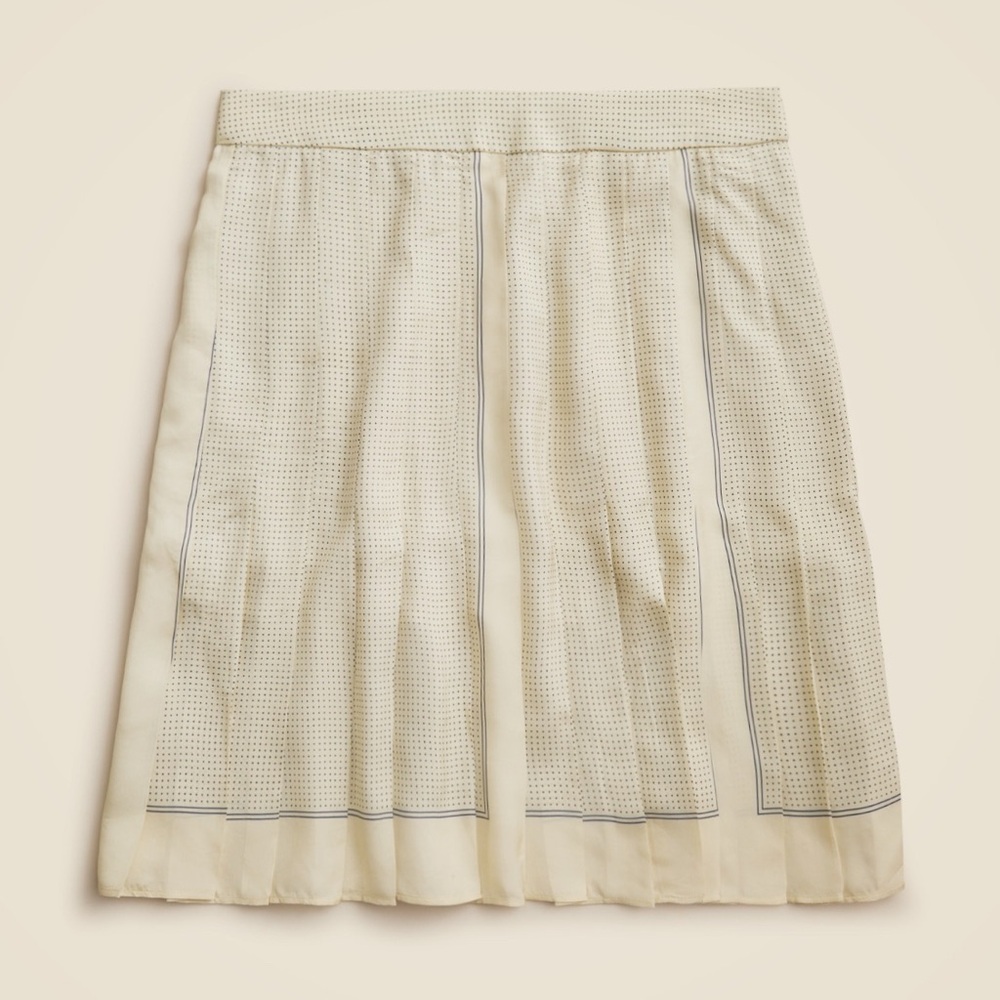 J. Crew NWT pleated scarf print skirt, cream
with navy trim, size 14 - Picture 4 of 13